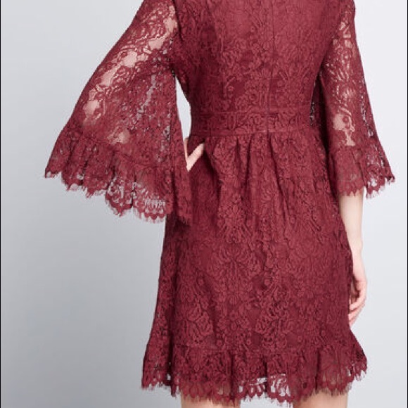 ModCloth Wine Lace Dress, Zip Back, Sz M - Picture 2 of 8